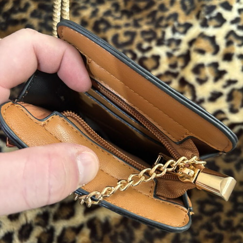 Women's Crossbody Mobile Bag with Gold Chain, Quilted, New