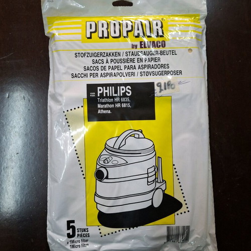 Philips Triathlon, Marathon, Athena vacuum paper bags new, set of 5 with microfilter