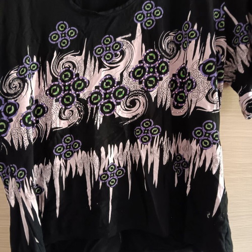 Women's short-sleeve blouse used, size L, black and purple