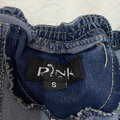 Pink Woman denim one-piece romper, size S