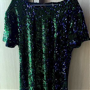 Φόρεμα με μπλε και πράσινη παγιέτα