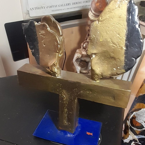 Bernardakis metal sculpture like new, rare bronze on iron base
