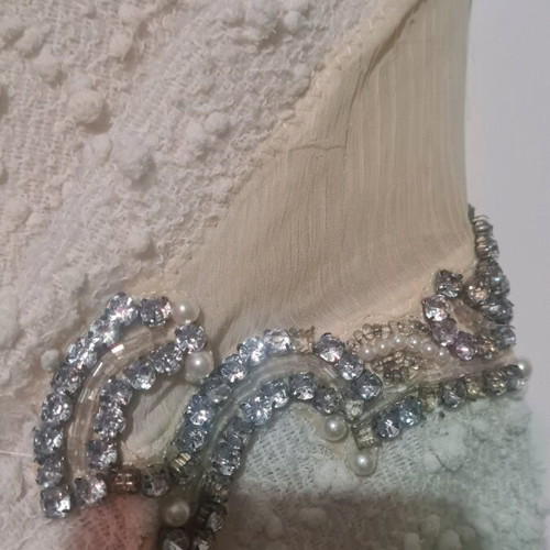 Zara wool blouse with rhinestones new, beige, size S/M