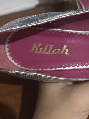 Killah Silver Peep-Toe Pumps with Bow used, size 38