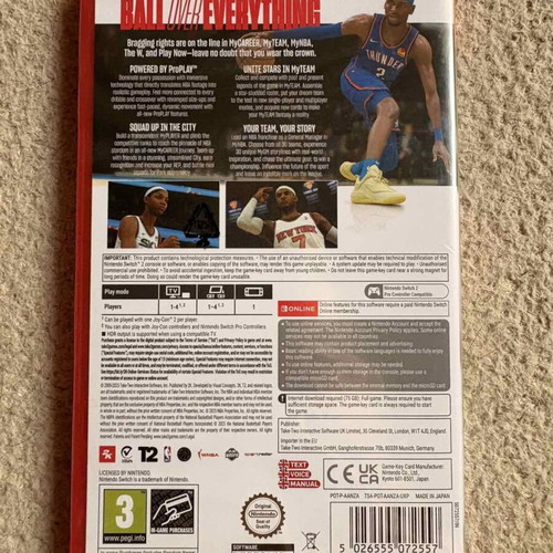 NBA 2K26 Nintendo Switch 2 game key card, sealed