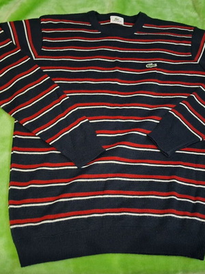 Lacoste wool sweater new, red and blue, size L
