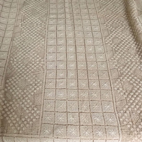 Venetian style embroidery tablecloth used, large, antique