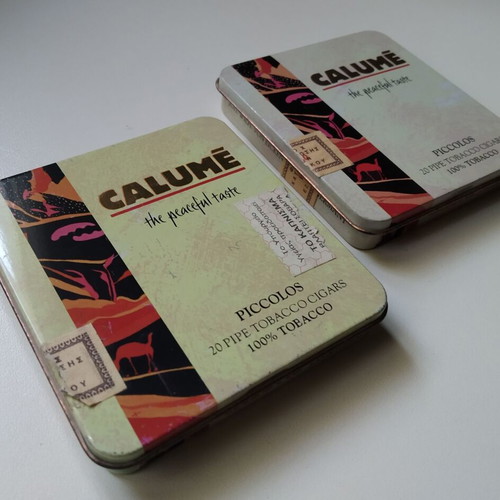 Metal collectible tobacco tins used, pack of 7