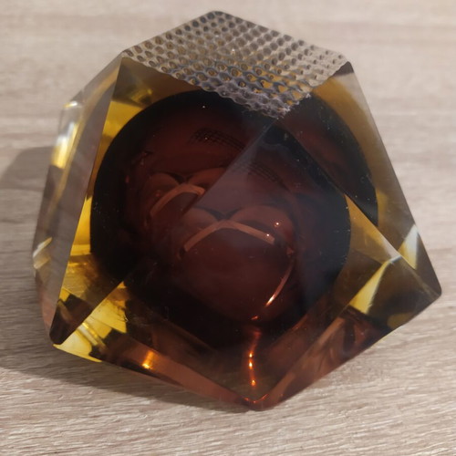 Murano ashtray 1970s brown yellow colors