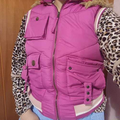Fuchsia Sleeveless Jacket used, size Medium-Large