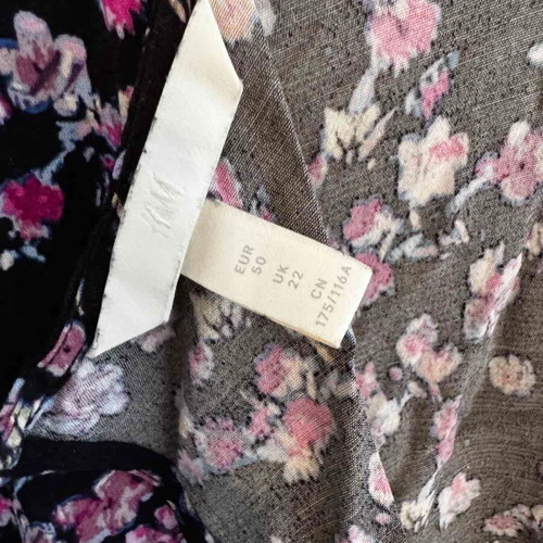 H&M floral open-back dress, black multicolor