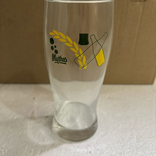 Vintage Mythos beer glasses new, pack of 10