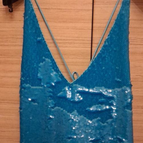 Ganni dress with paillettes new, size L 40 12, blue turquoise