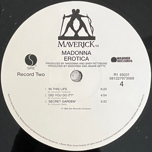 Madonna Erotica double vinyl 180gr, electronic