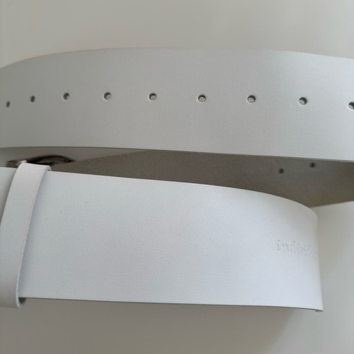 Leather Belt σαν καινούργιο, άσπρη δερμάτινη ζώνη μέσης 60-100cm