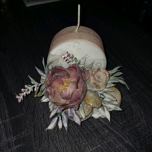 Decorative candle with flowers like new