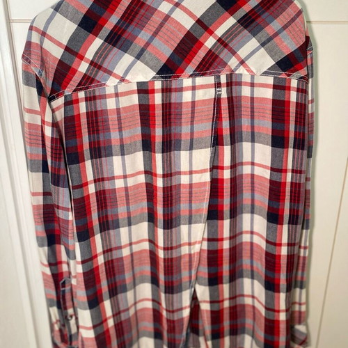 Affliction flannel shirt new, tricolor with unique back design, size M