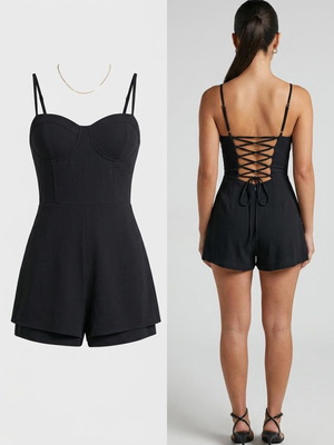 One-piece shorts romper used, size M with nice back