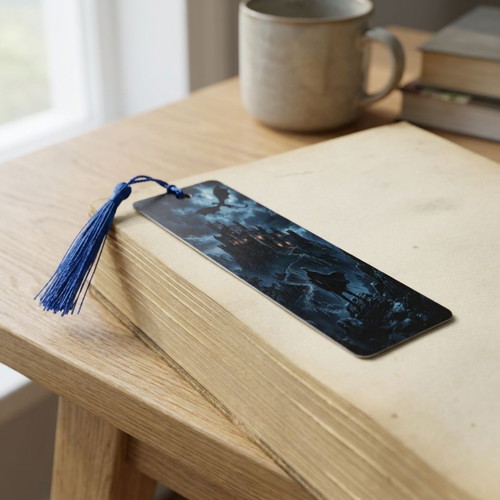 Aluminum fantasy bookmark with dragon and blue tassel new