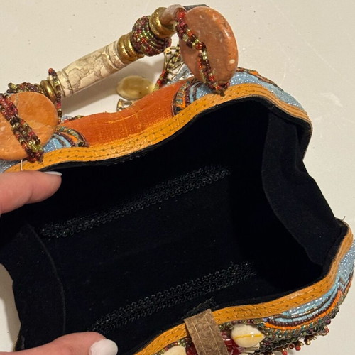 Mary Francis Ornate Sea Mermaid multicolor clutch bag used