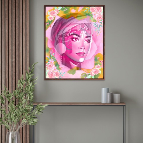 Digital painting in black plastic frame 30x40cm new