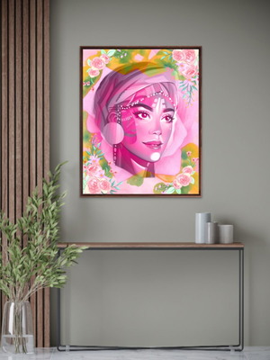 Digital painting in black plastic frame 30x40cm new