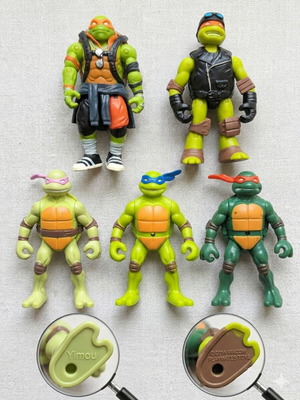 Teenage Mutant Ninja Turtles figures pack of 5 like new, Playmates & bootleg