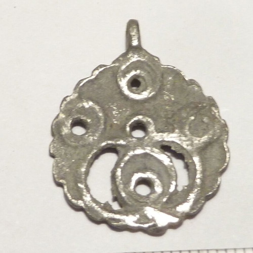 Pendant old used, white metal