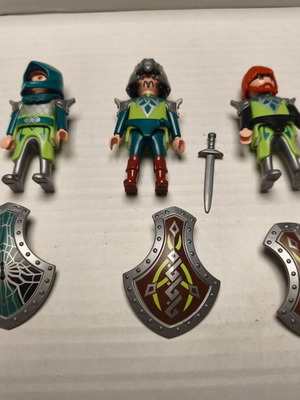 Зелени Playmobil рицари като нови, комплект от 3