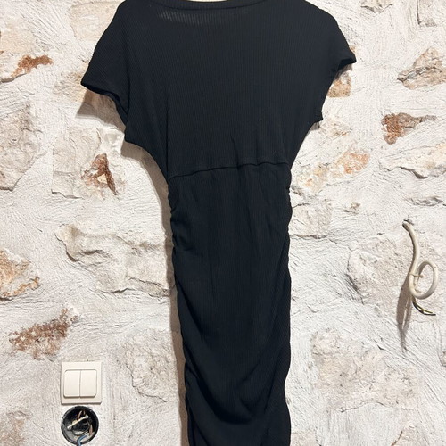 Shein Black Ruched Maxi Dress Size M UK 10 Like New