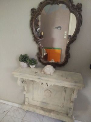 Wooden étagère and mirror used, needs care
