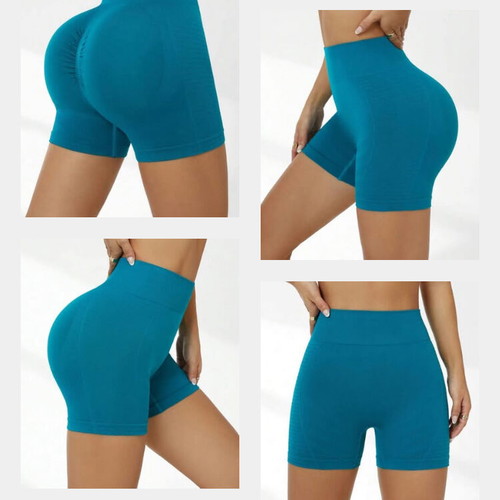 Women's teal blue green sportswear gym yoga shorts leggings size Large new
