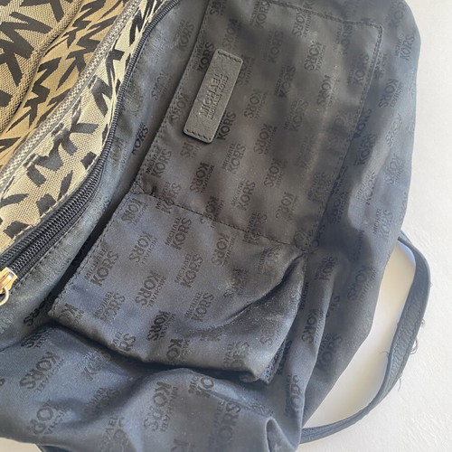 Michael Kors women's bag used, beige and black with MK design