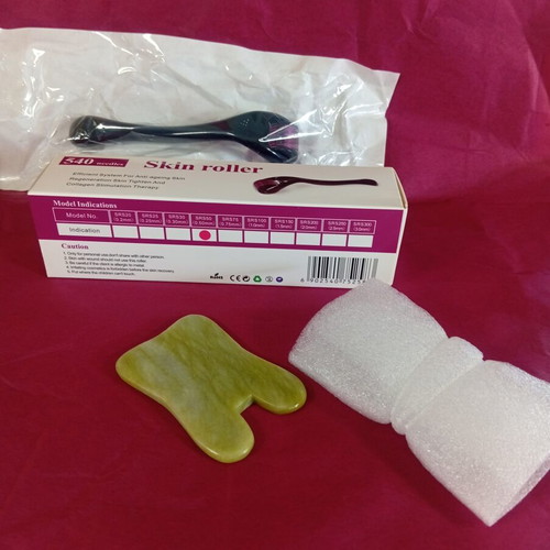 Skin roller and Gua Sha stone set new for skincare