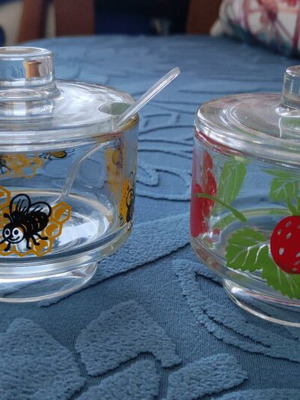 Glass jars for honey and jam new with lid