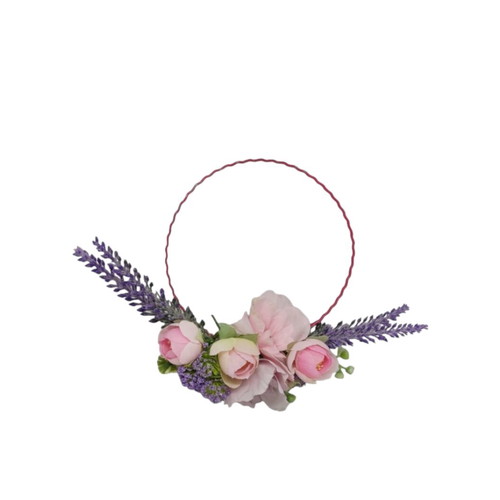 Spring wreath 12 cm with pink and purple flowers, new