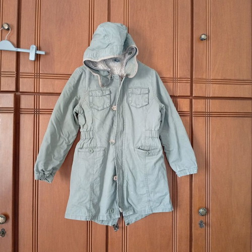 Zara Kids children's parka used, size 9-10 years, beige with fur