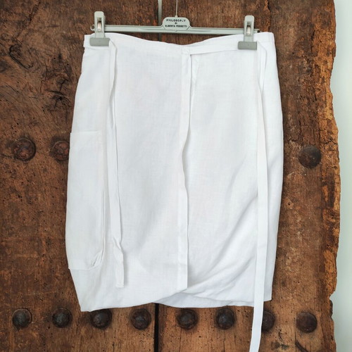 Sisley White Linen Wrap Mini Skirt Size 38 Like New