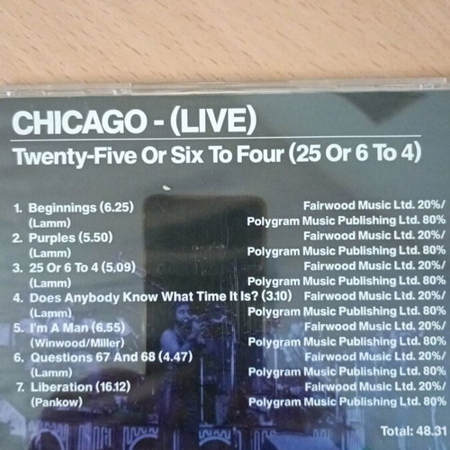 Chicago 25 Or 6 To 4 CD like new