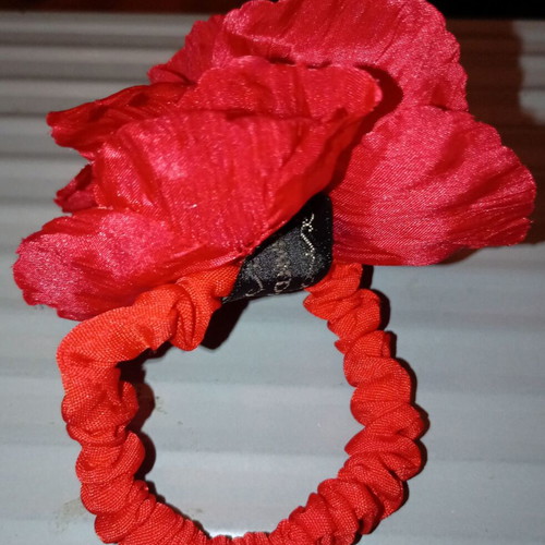 Luxury Peony Hair Tie new, red and yellow