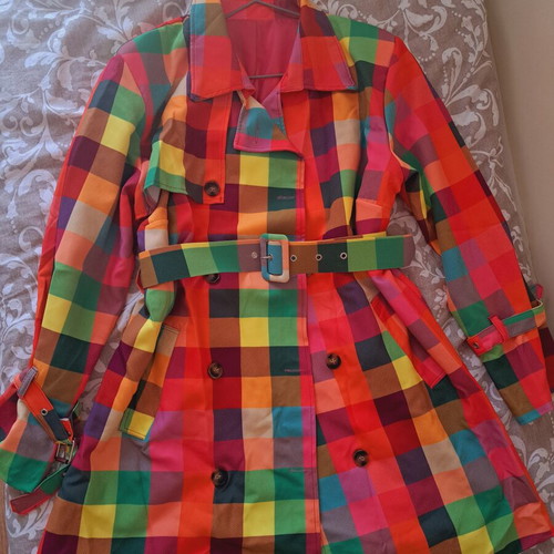 Women's thin trench coat like new, colorful, size L