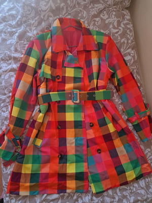 Women's thin trench coat like new, colorful, size L