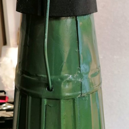 Gramophone Horn Ceiling Light vintage used, green restored