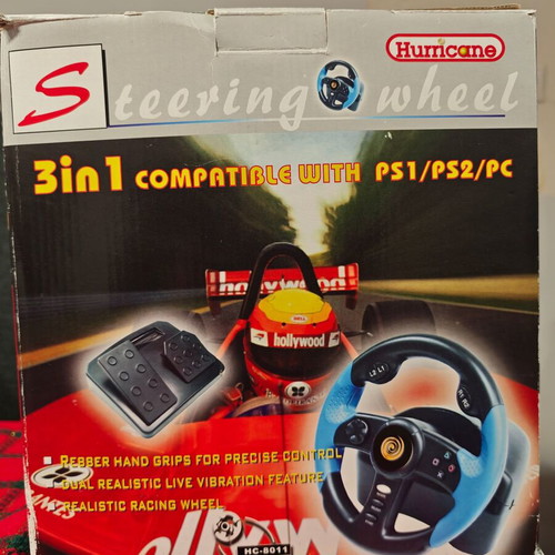 Hurricane Racing Wheel HC-8011 used with pedals for PS1, PS2, PC