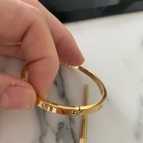 Bracelet made of 316L steel love gold plated with 750 gold new