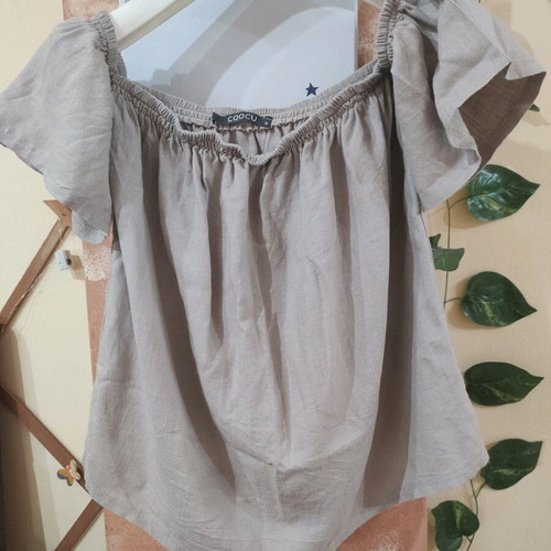 Coocu women's blouse size S like new, taupe linen look