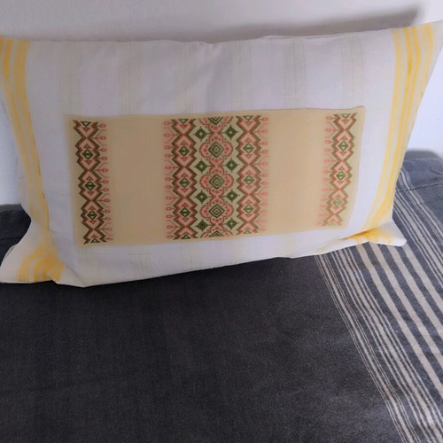Woven cotton pillowcase new with embroidery 65x40 cm