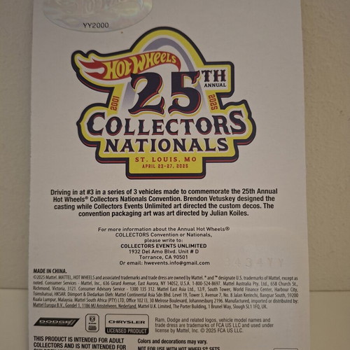 Hot Wheels 25th Collectors Nationals 1964 Dodge Power Wagon new