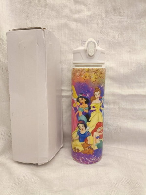 Princess Disney Water Bottle new with straw, Ariel Jasmine Cinderella Belle Snow White