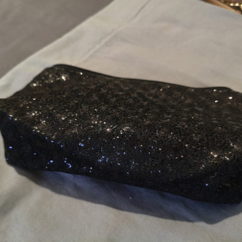 H&M black shiny clutch bag with sequins new